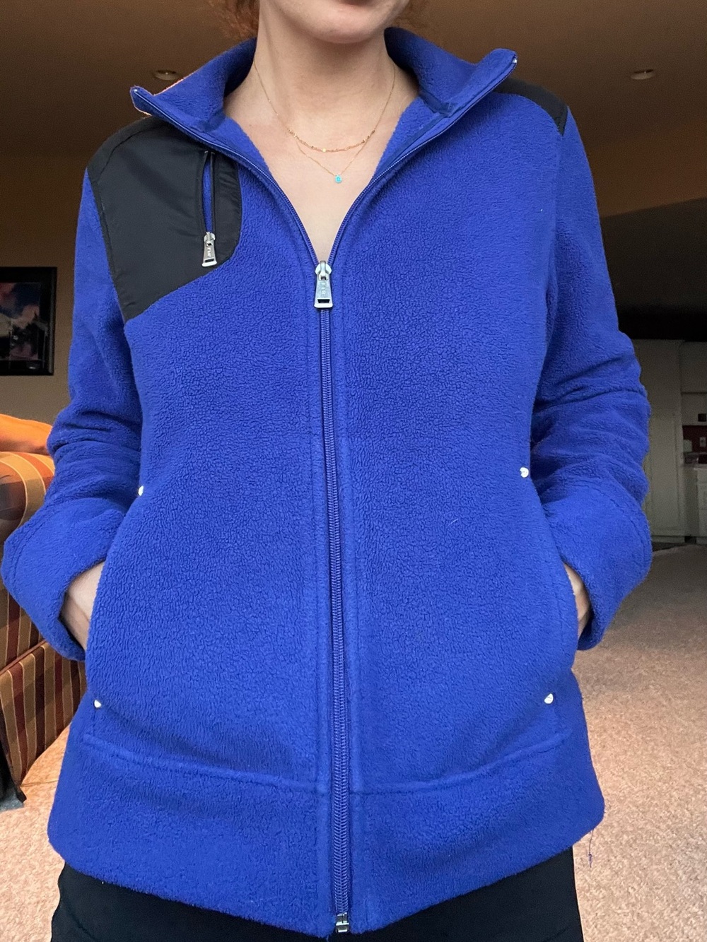 Lauren Active Ralph Lauren Blue Full Zip Fleece Jacket Petite Medium PM